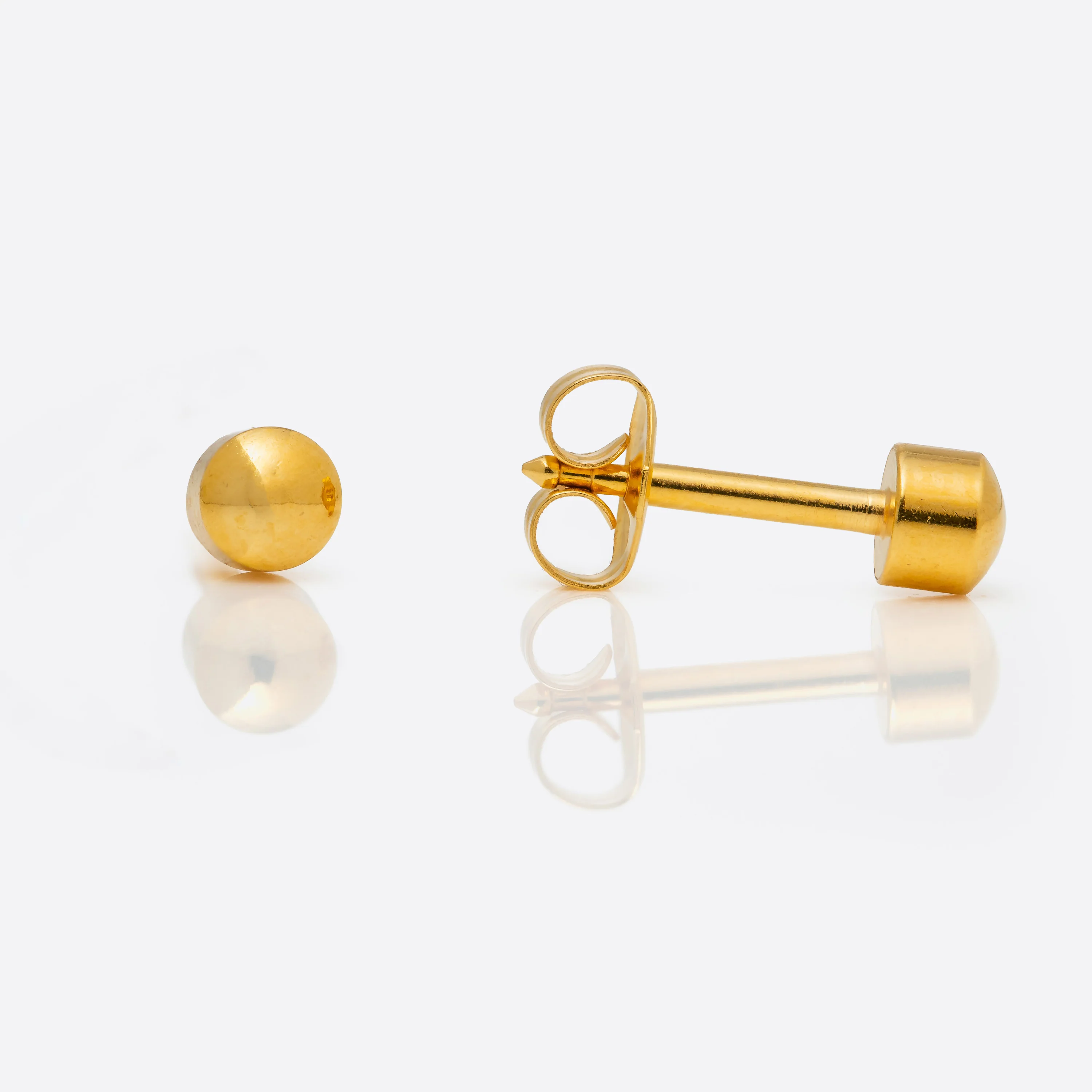 Ball Polished Universal Flatpack Piercing Studs - Gold Plated Over Steel - Regular Adaptor