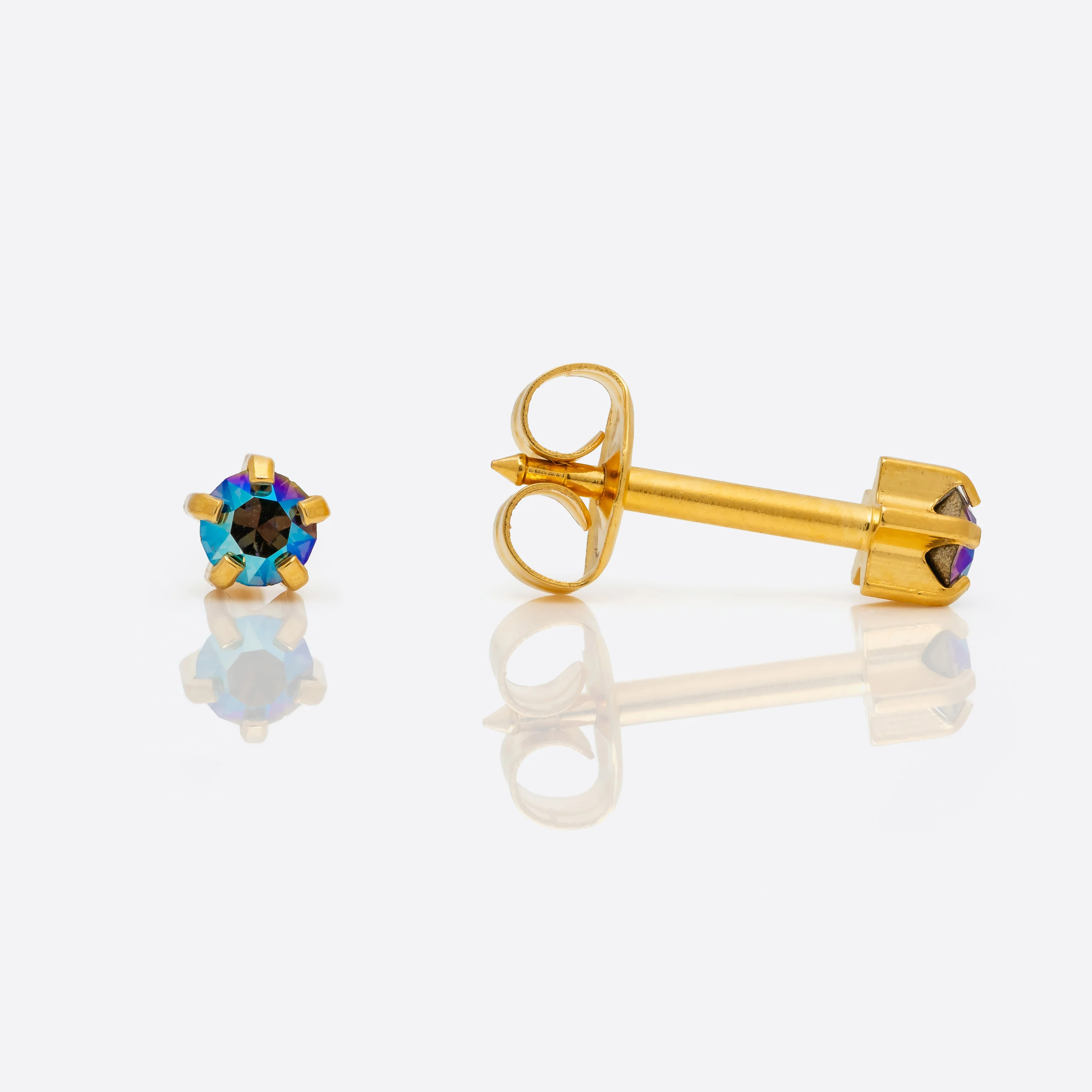 Shimmers Crystal Universal Flatpack Piercing Studs - Gold Plated - Assorted Crystal - Regular Adaptor