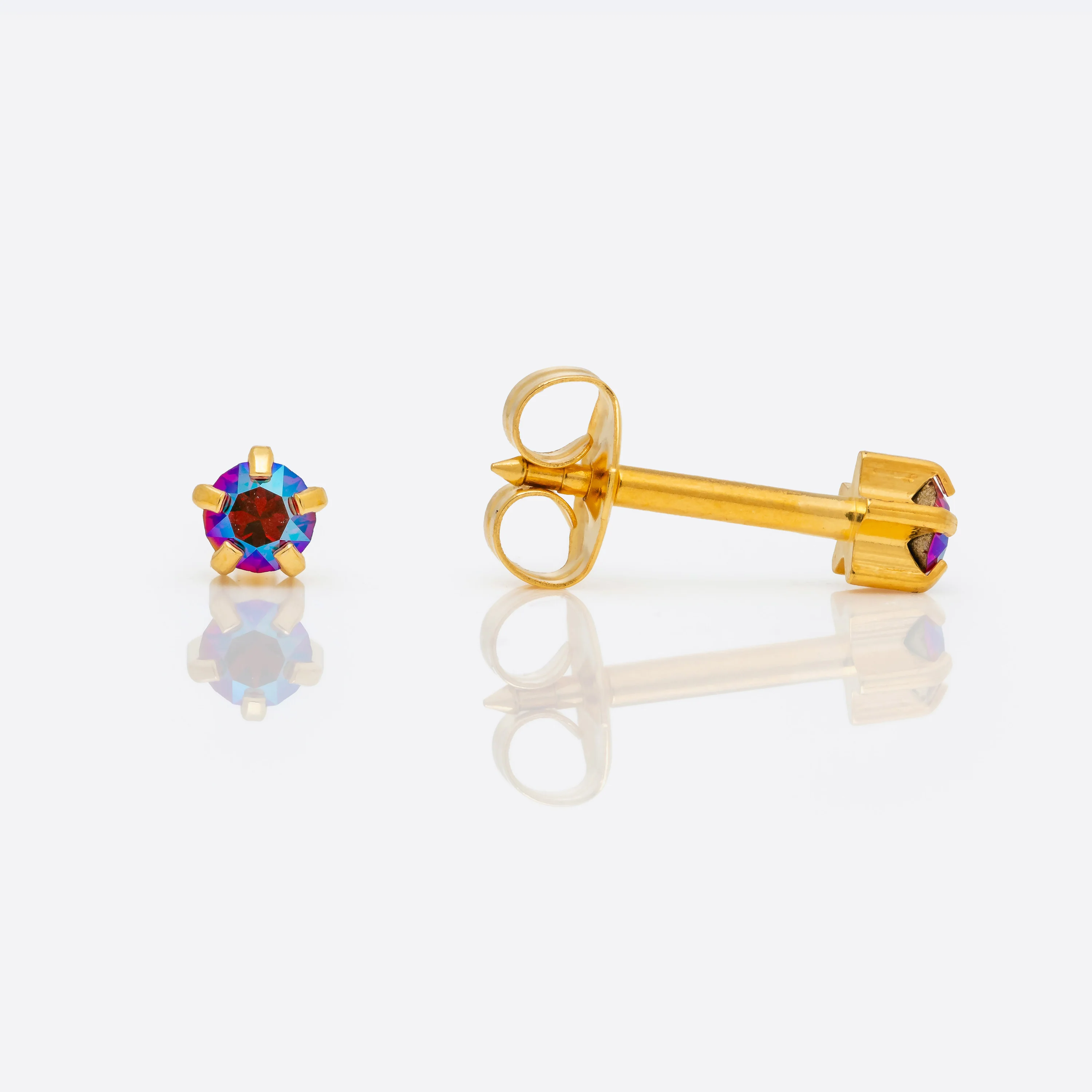 Shimmers Crystal Universal Flatpack Piercing Studs - Gold Plated - Assorted Crystal - Regular Adaptor - Image 2