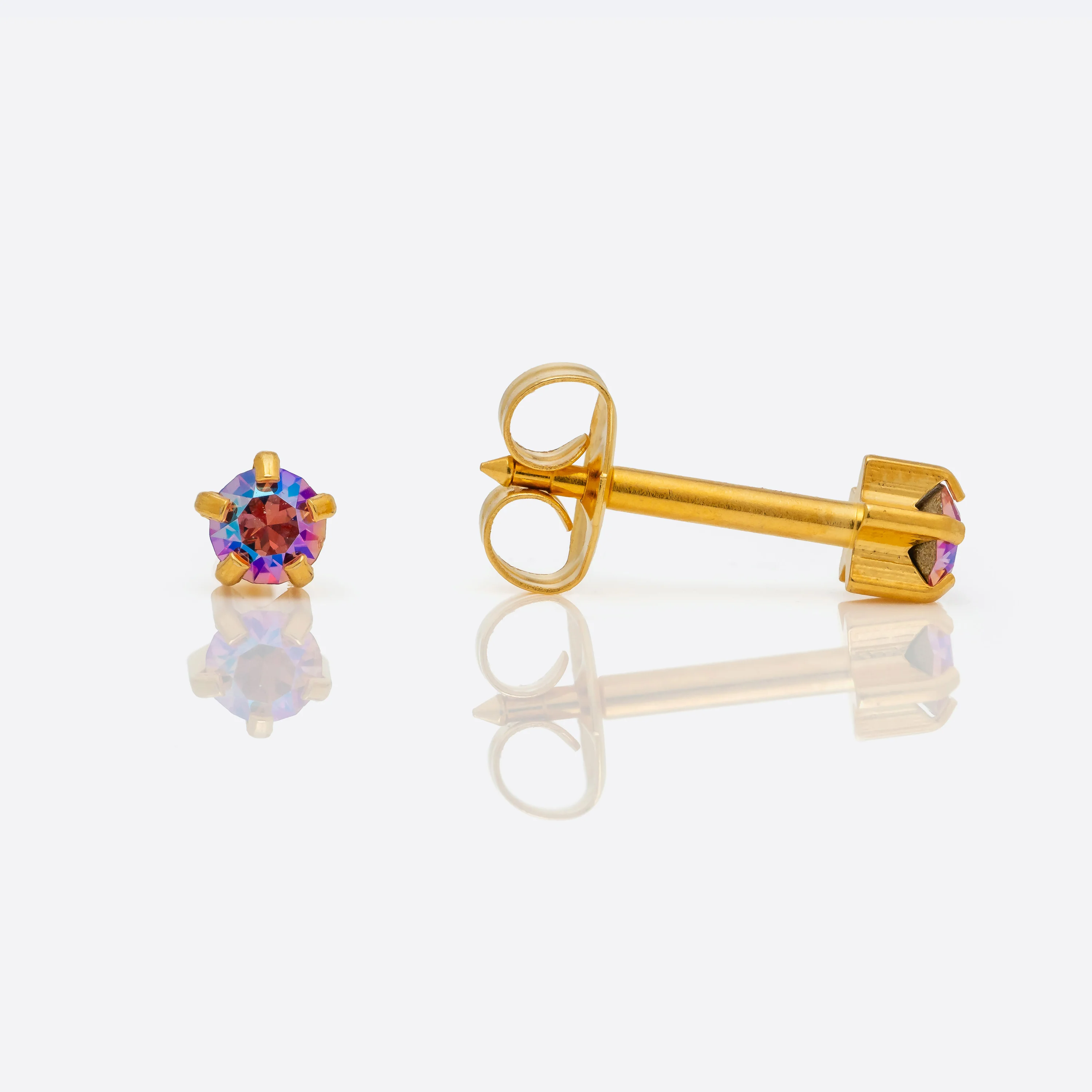 Shimmers Crystal Universal Flatpack Piercing Studs - Gold Plated - Assorted Crystal - Regular Adaptor - Image 3