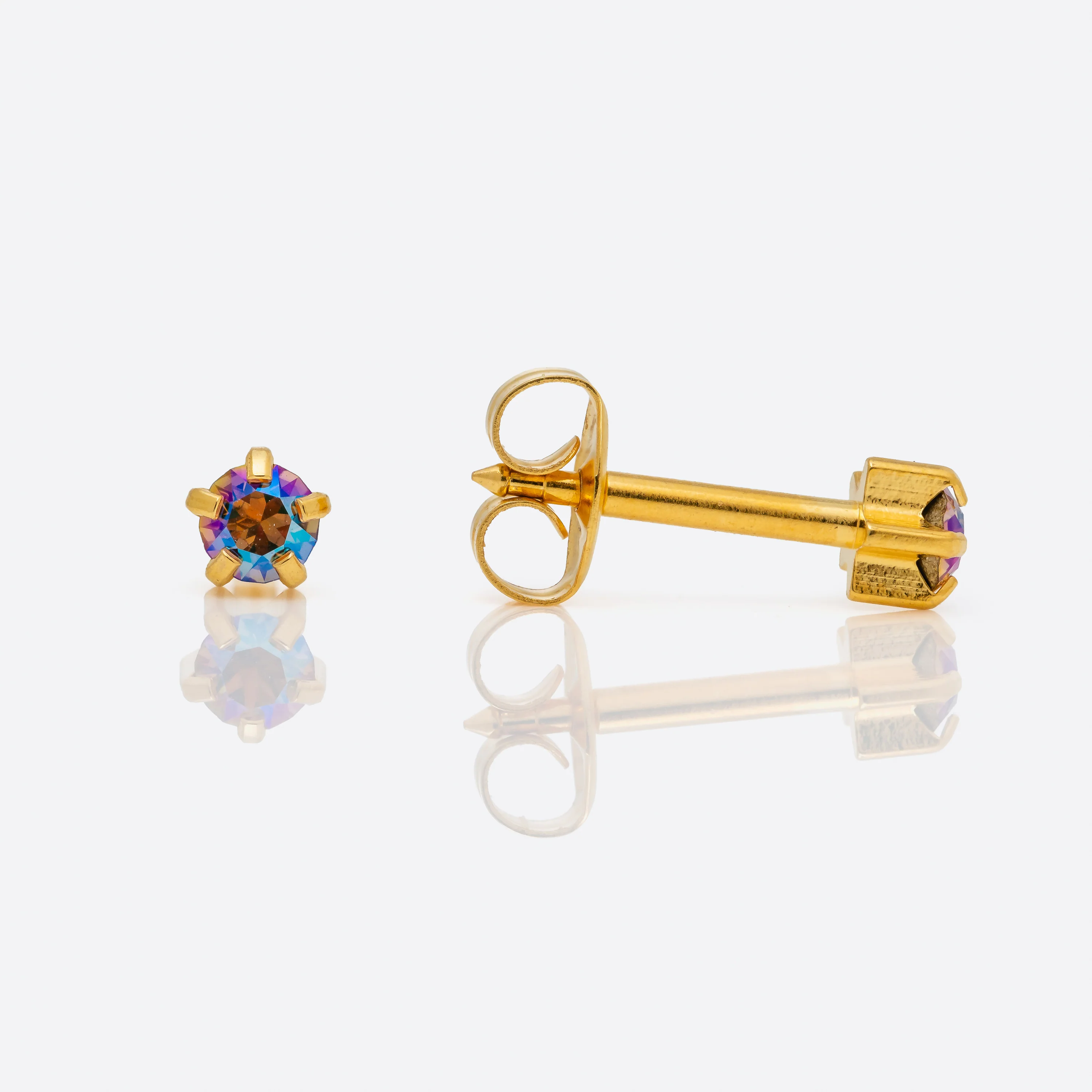 Shimmers Crystal Universal Flatpack Piercing Studs - Gold Plated - Assorted Crystal - Regular Adaptor - Image 4
