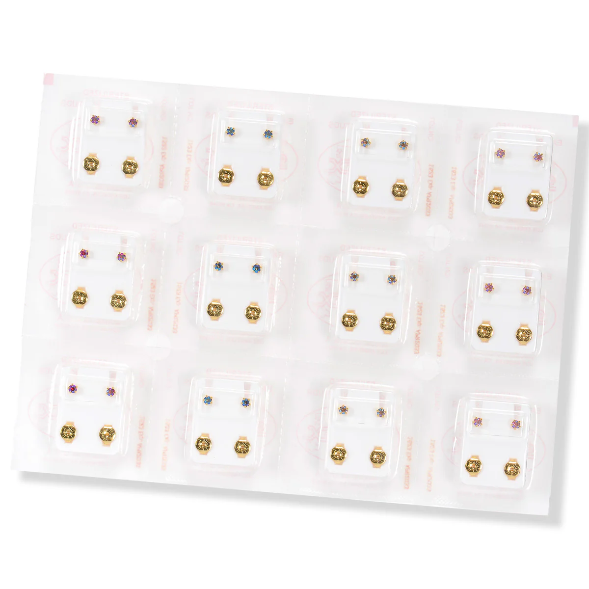 Shimmers Crystal Universal Flatpack Piercing Studs - Gold Plated - Assorted Crystal - Regular Adaptor - Image 6