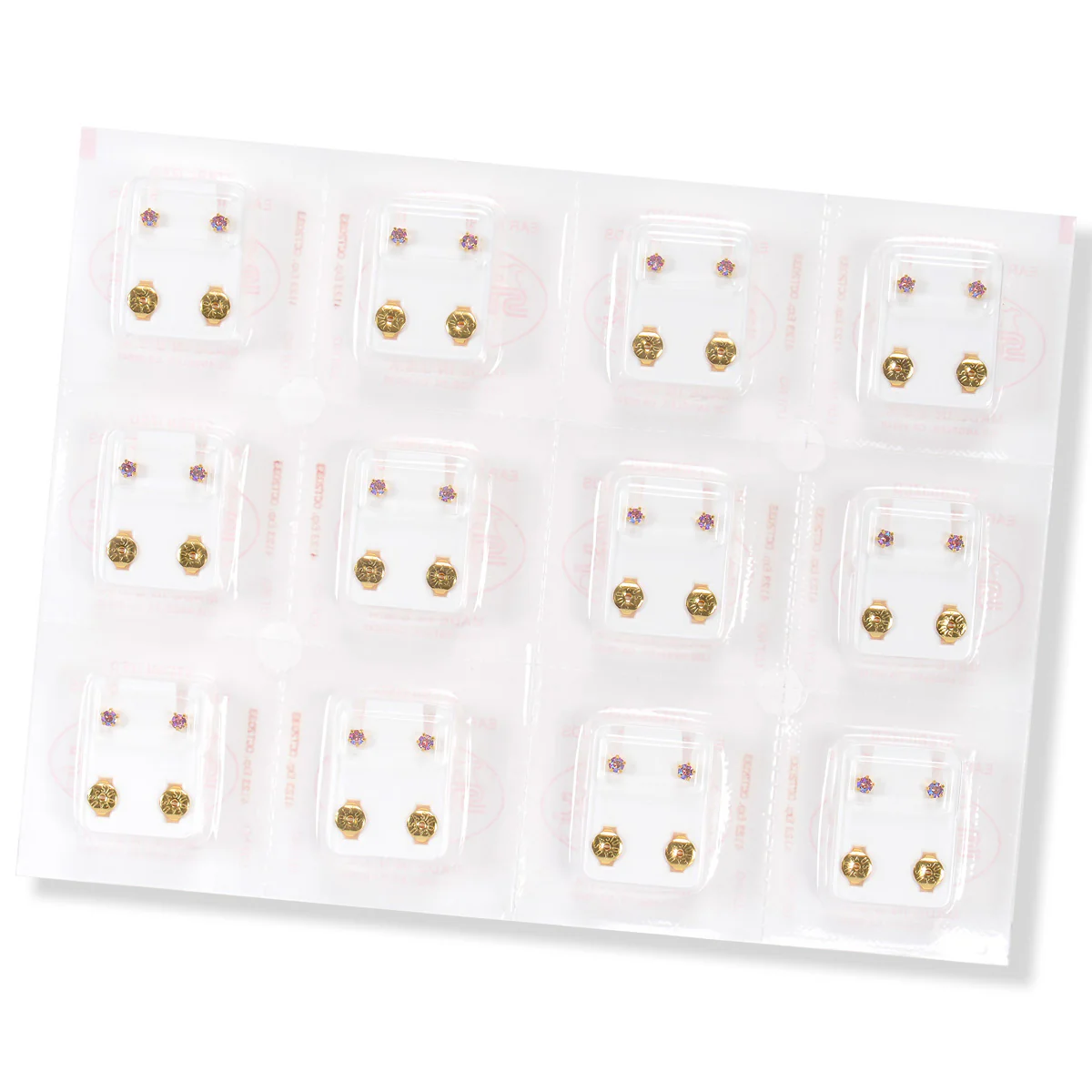 Shimmers Crystal Universal Flatpack Piercing Studs - Gold Plated - Light Rose Crystal Shimmer - Regular Adaptor - Image 2