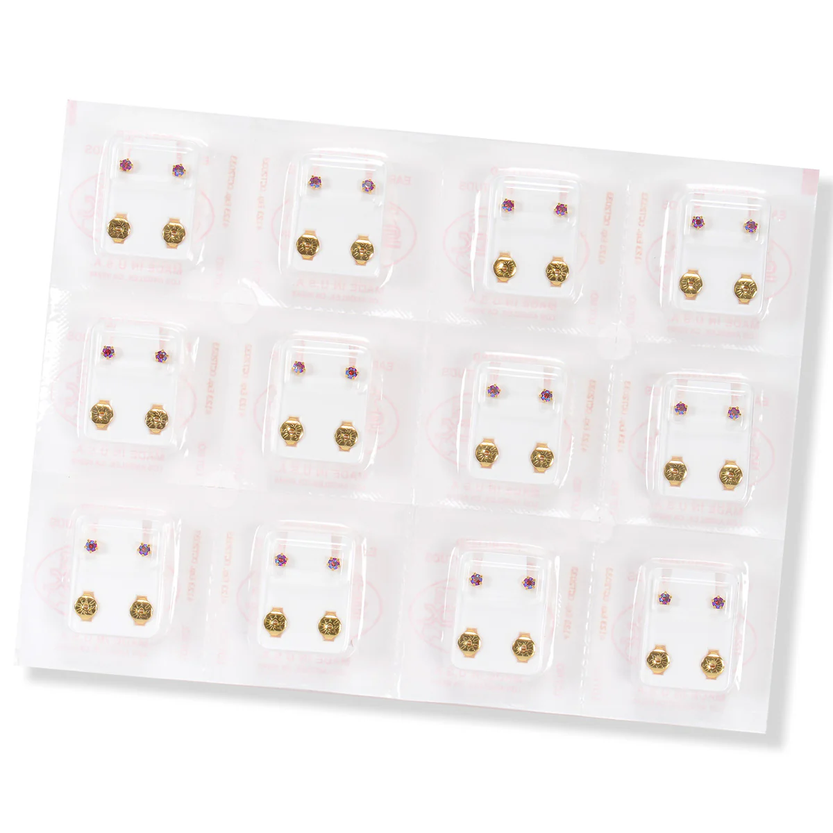 Shimmers Crystal Universal Flatpack Piercing Studs - Gold Plated - Scarlet Shimer Crystal - Regular Adaptor - Image 3