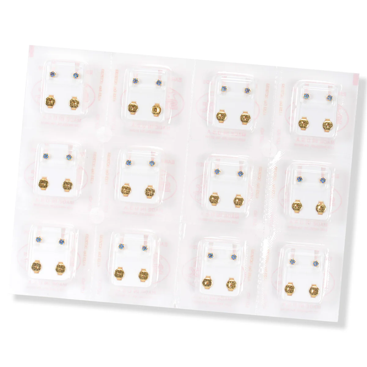 Shimmers Crystal Universal Flatpack Piercing Studs - Gold Plated - Sapphire Shimmer Crystal - Regular Adaptor - Image 2