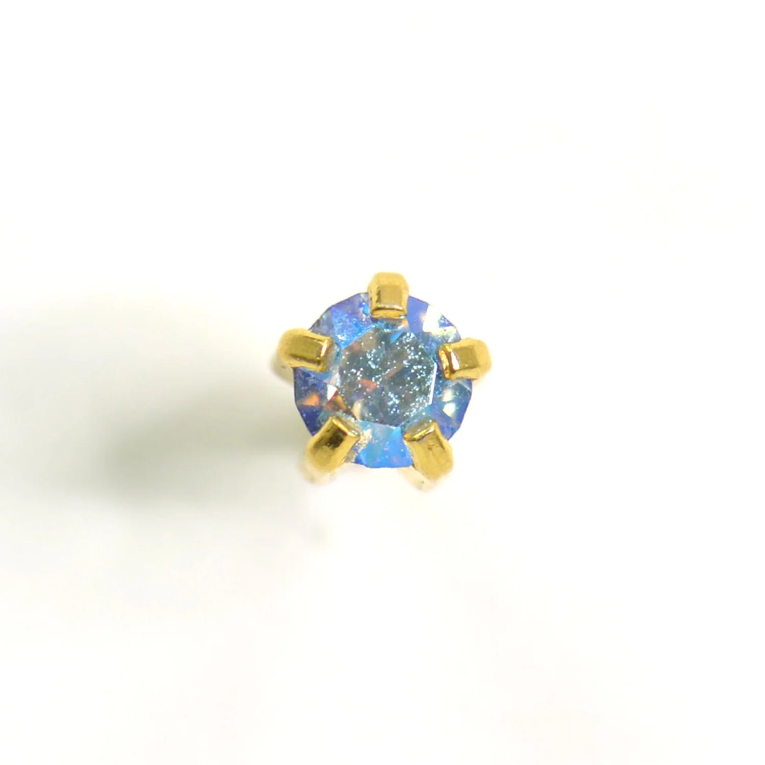 Shimmers Crystal Universal Flatpack Piercing Studs - Gold Plated - Sapphire Shimmer Crystal - Regular Adaptor - Image 3