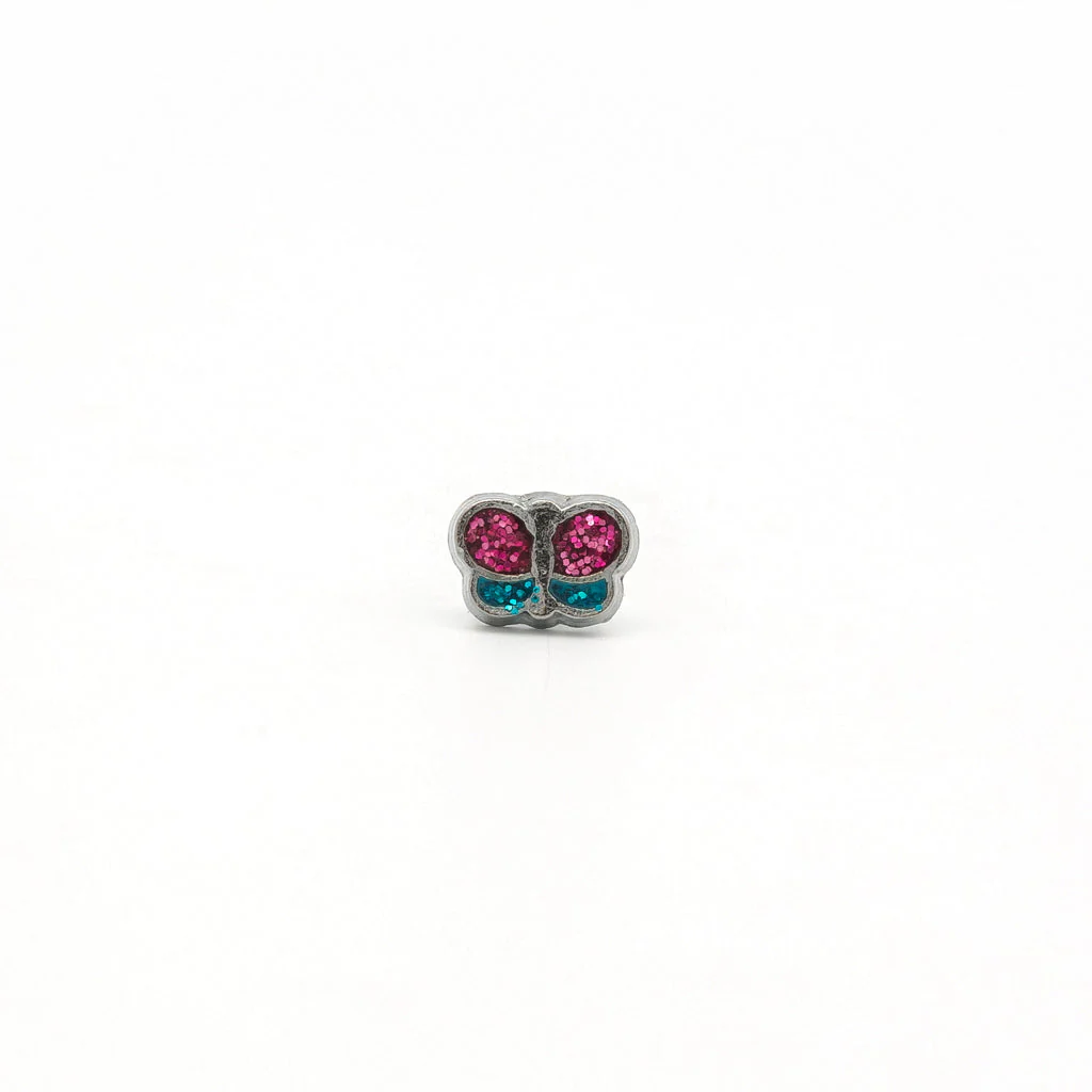 Tiny Tips Glitter Butterfly Studs - Stainless Steel - Image 2