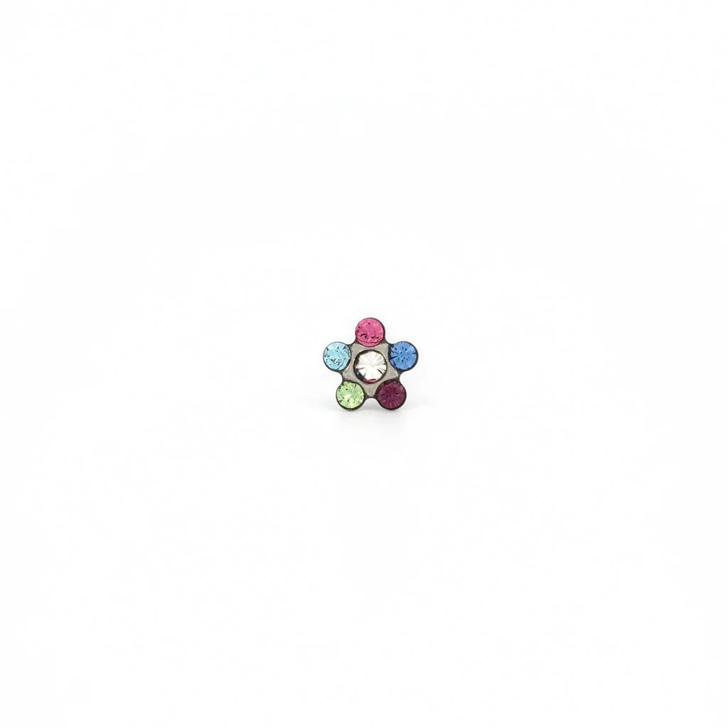 Tiny Tips Daisy Crystal Studs - Light Rose Fuchsia - Stainless Steel - Image 2