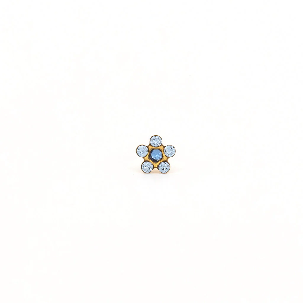 Tiny Tips Daisy Crystal Studs - Light Sapphire/September Sapphire - Gold Plated - Image 2