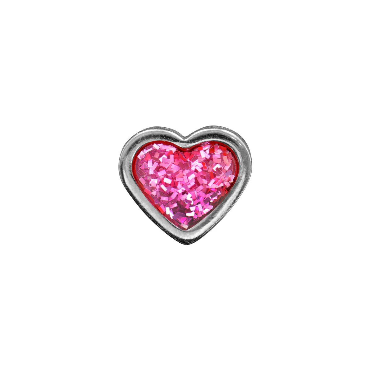 Tiny Tips Heart Studs - 6x6mm - Pink Glitter - Stainless Steel - Image 2