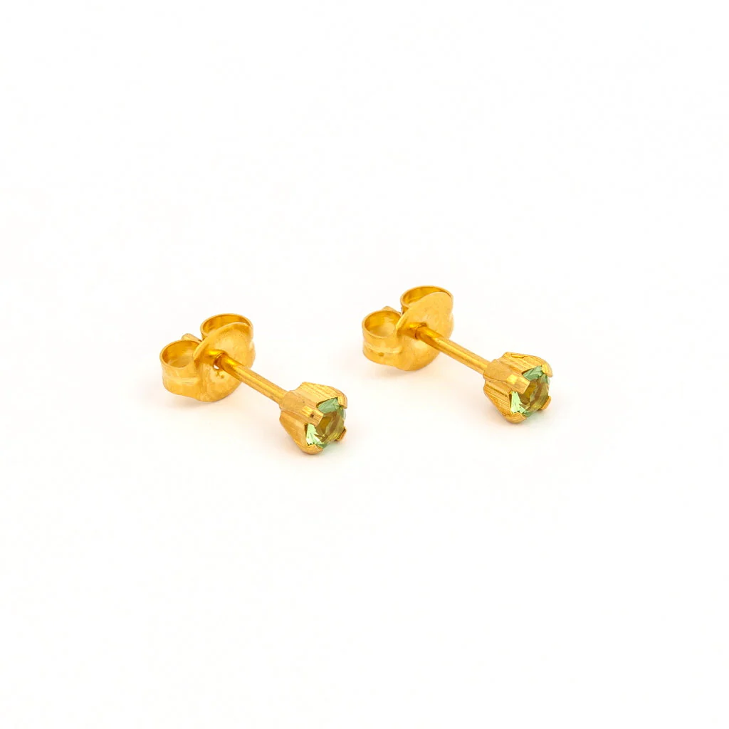 Tiny Tips Prong Set Crystal Studs - February Amethyst - 3mm - Gold Plated