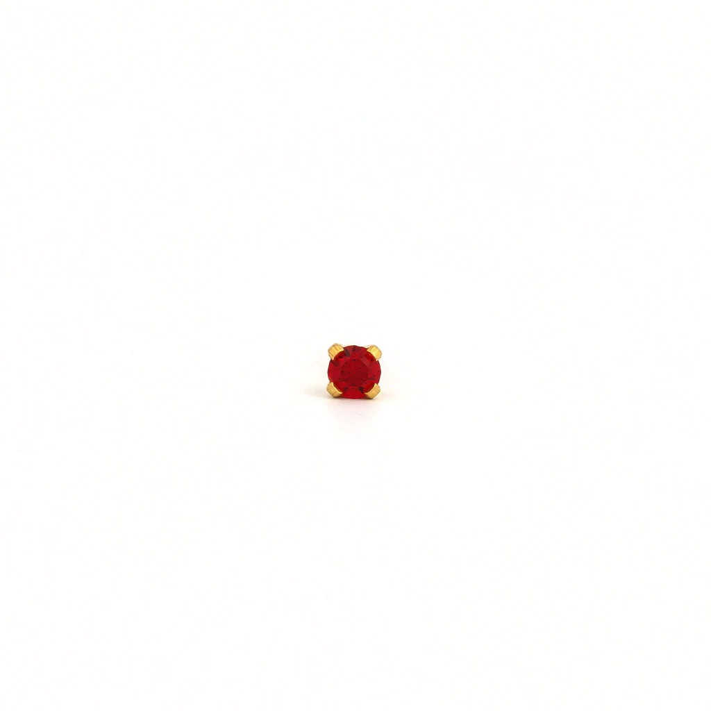 Tiny Tips Prong Set Crystal Studs - July Ruby - Gold Plated - Image 2
