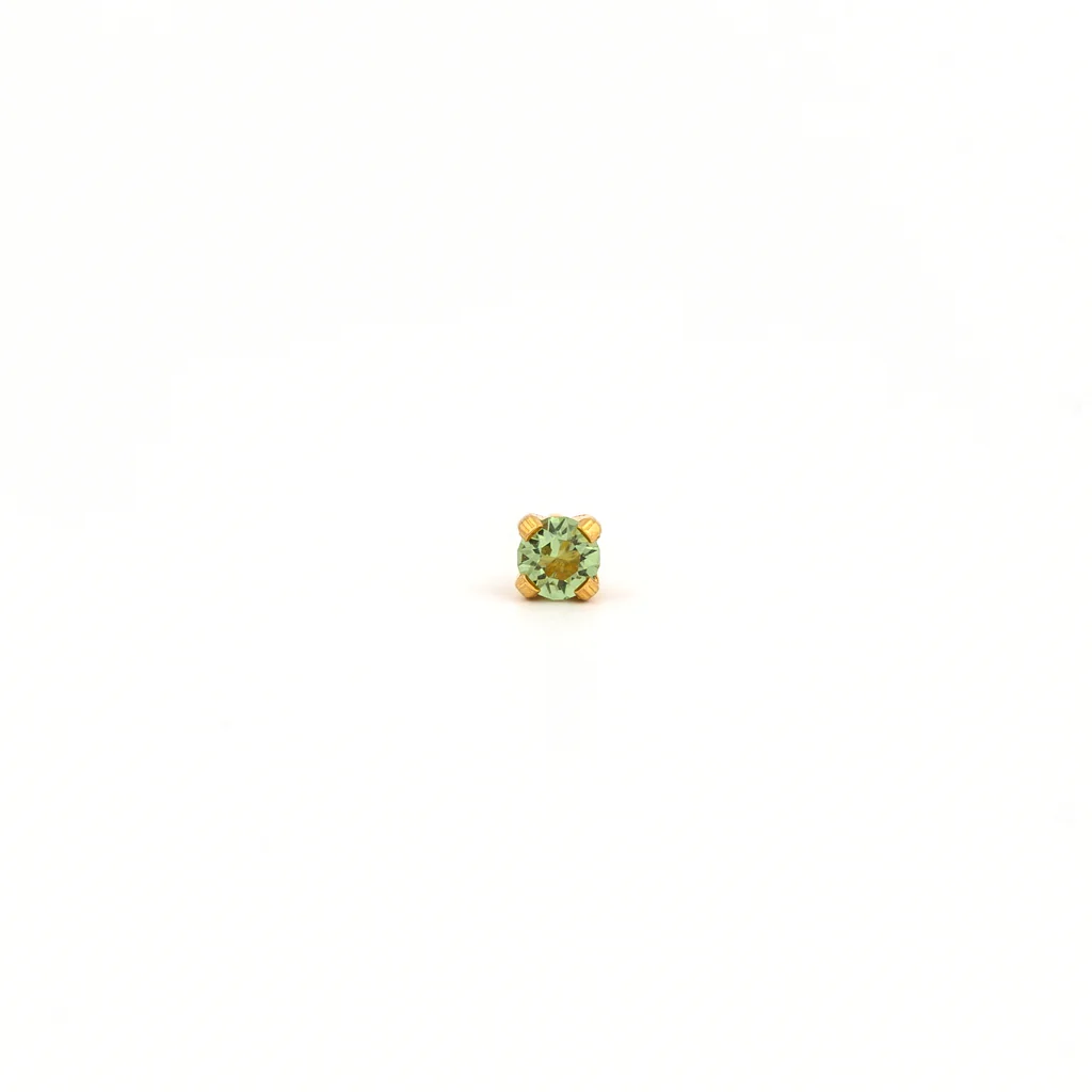 Tiny Tips Prong Set Crystal Studs - Peridot - 3mm - Gold Plated - Image 2