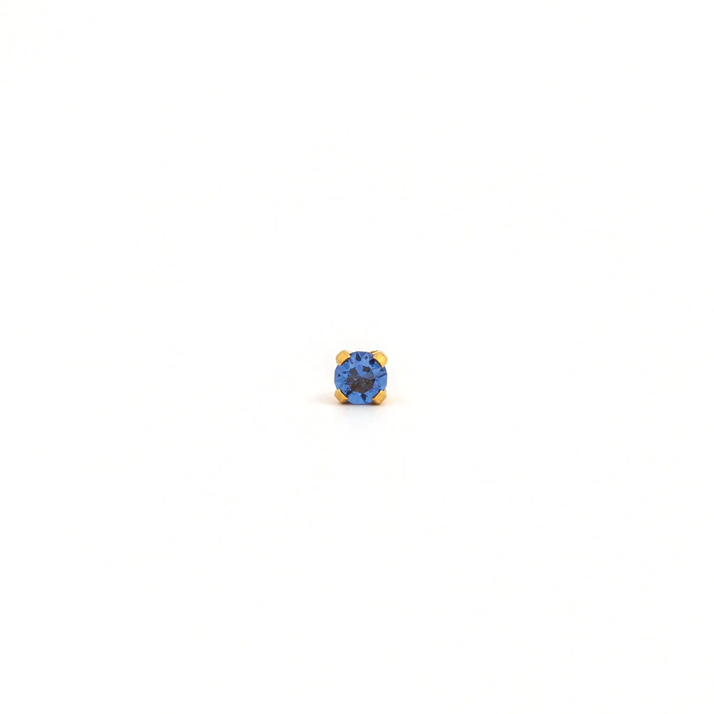 Tiny Tips Prong Set Crystal Studs - September Sapphire - Gold Plated - Image 2