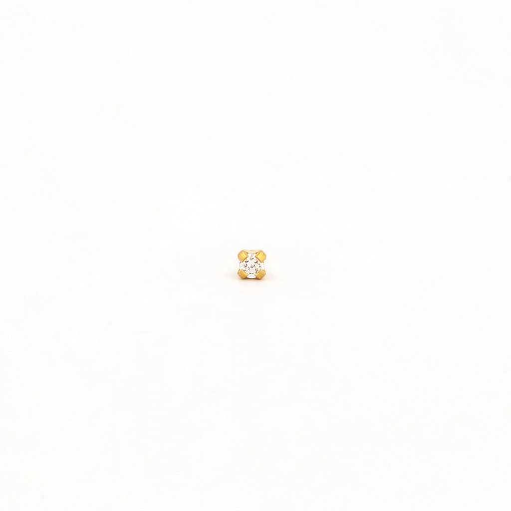 Tiny Tips Prong Set Cubic Zirconia Studs - 2MM - Gold Plated - Image 2