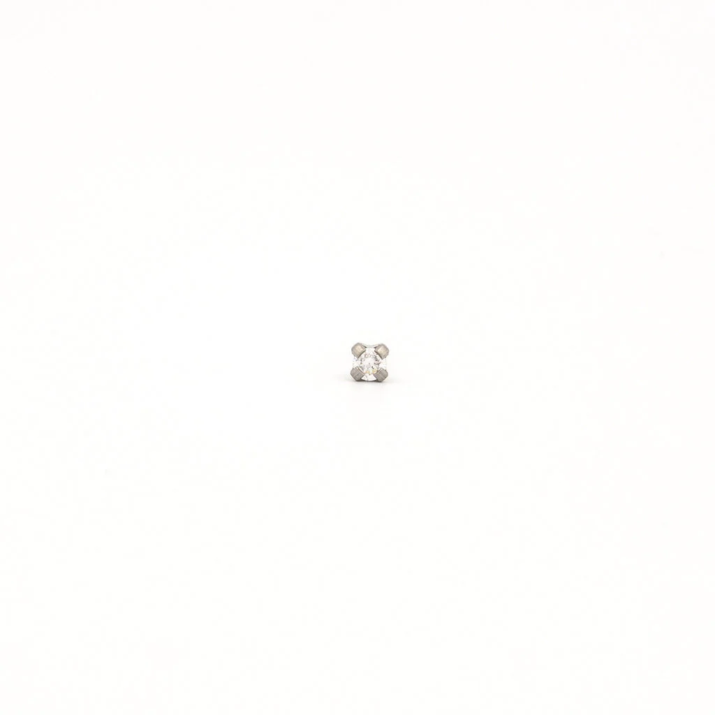 Tiny Tips Prong Set Cubic Zirconia Studs - 2MM - Stainless Steel - Image 2