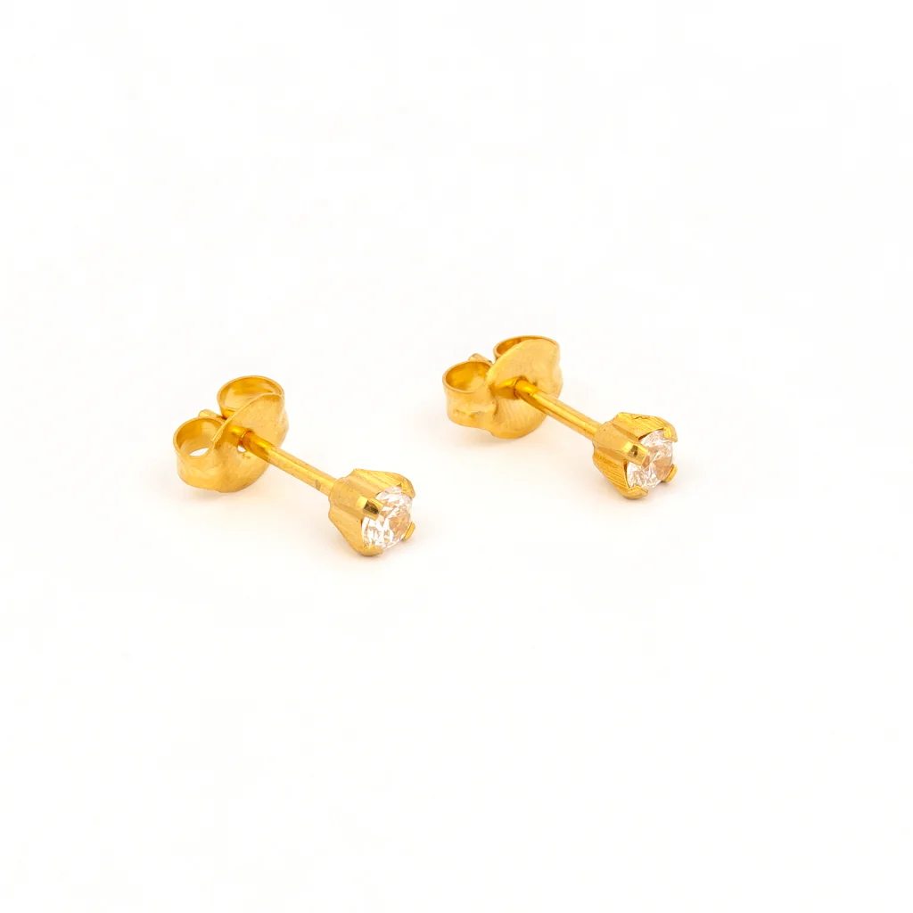 Tiny Tips Prong Set Cubic Zirconia Studs - 3MM - Gold Plated