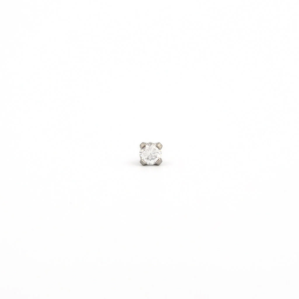 Tiny Tips Prong Set Cubic Zirconia Studs - 3MM - Stainless Steel - Image 2