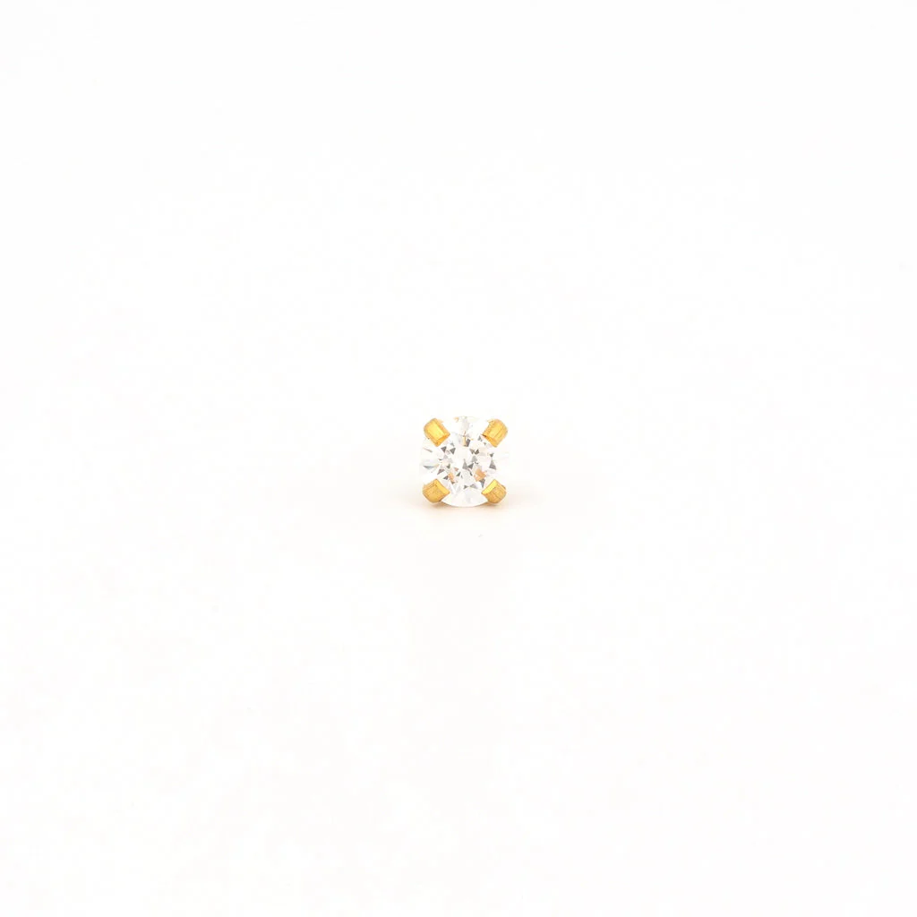 Tiny Tips Prong Set Cubic Zirconia Studs - 4MM - Gold Plated - Image 2