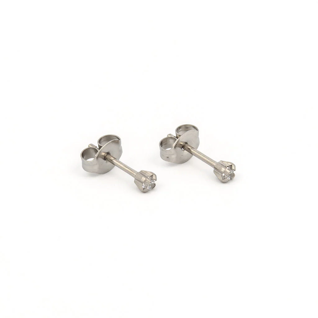 Tiny Tips Prong Set Cubic Zirconia Studs - 2MM - Stainless Steel