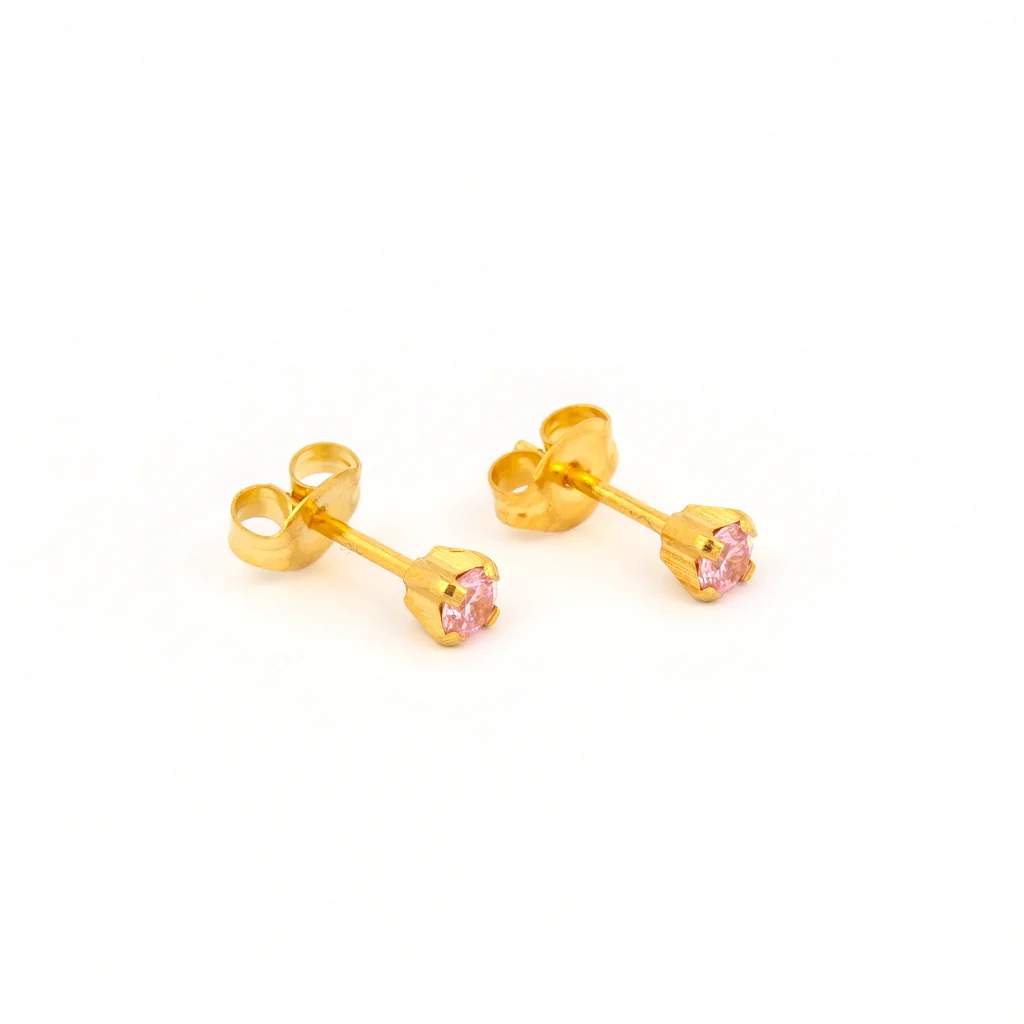 Tiny Tips Prong Set Cubic Zirconia Studs - 4MM - Gold Plated