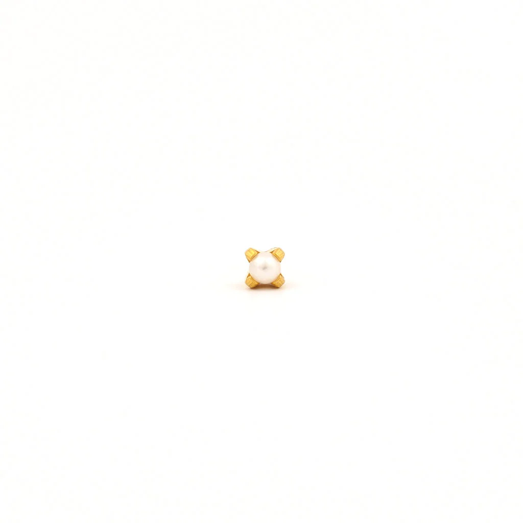 Tiny Tips Prong Set Pearl Studs - 3mm - Gold Plated - Image 2